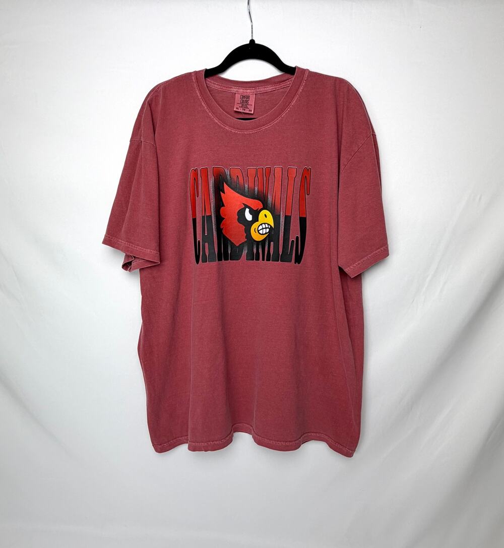 Louisville Cardinals T Shirt XL Red Washed Graphic NCAA College Game Day Tee